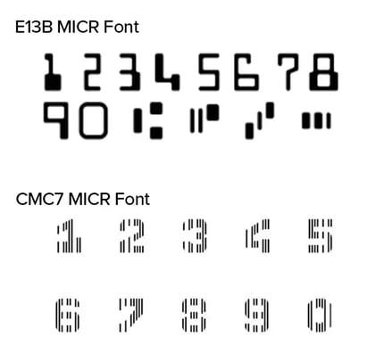 E13B frente a CMC7 Font