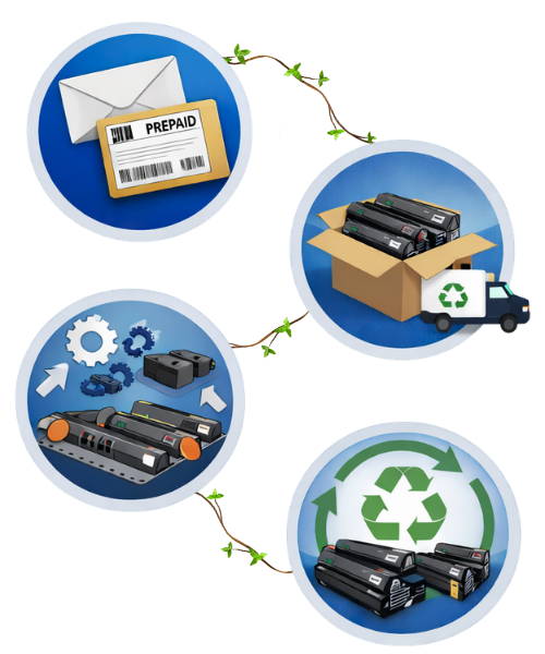 Diagrama de HP Planet Partners con enredaderas