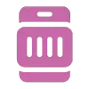 Icono rosa de verificación de códigos de barras