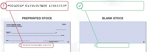 Comparación de acciones de cheques en blanco